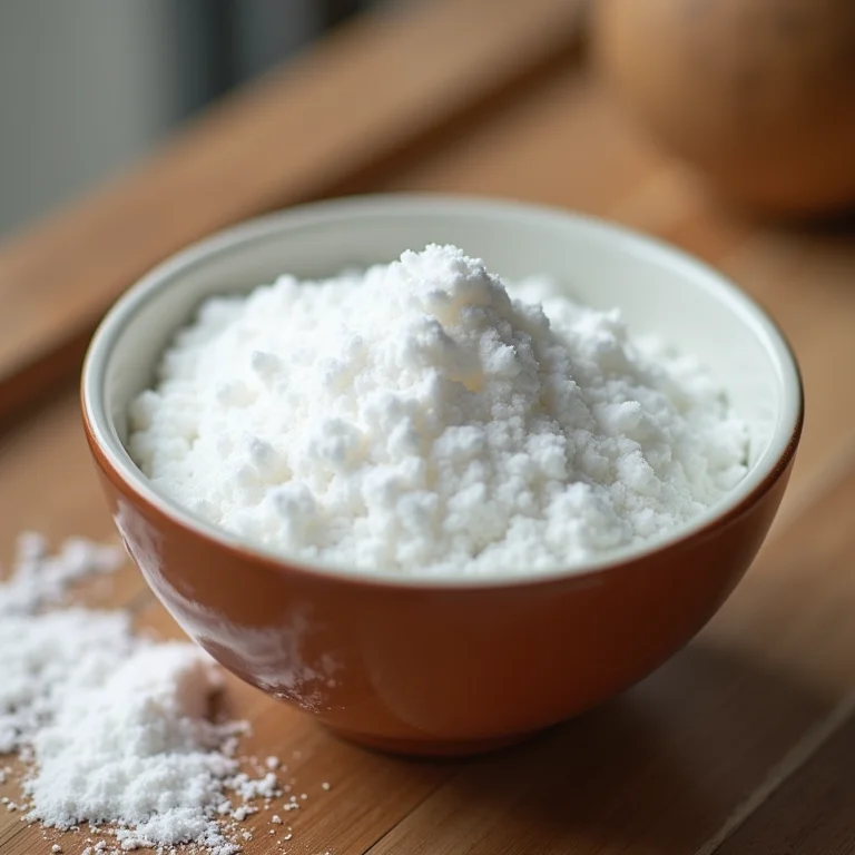Bicarbonato de sódio em tigela de cerâmica