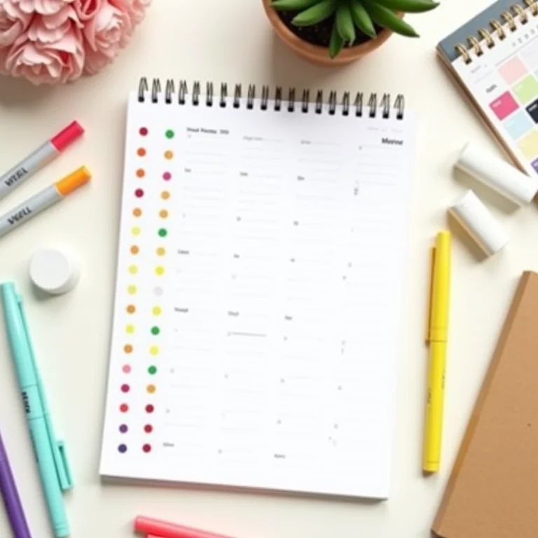 Calendário minimalista com técnica de time blocking