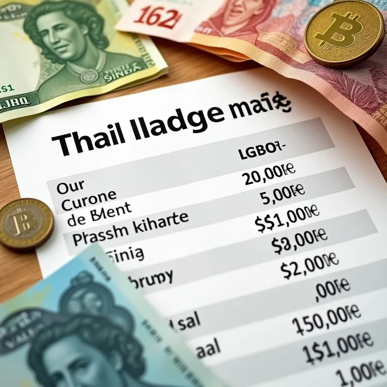 Cédulas e moedas tailandesas (Baht) para planejar seu orçamento de viagem.