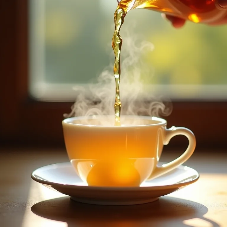 Chá de camomila sendo servido