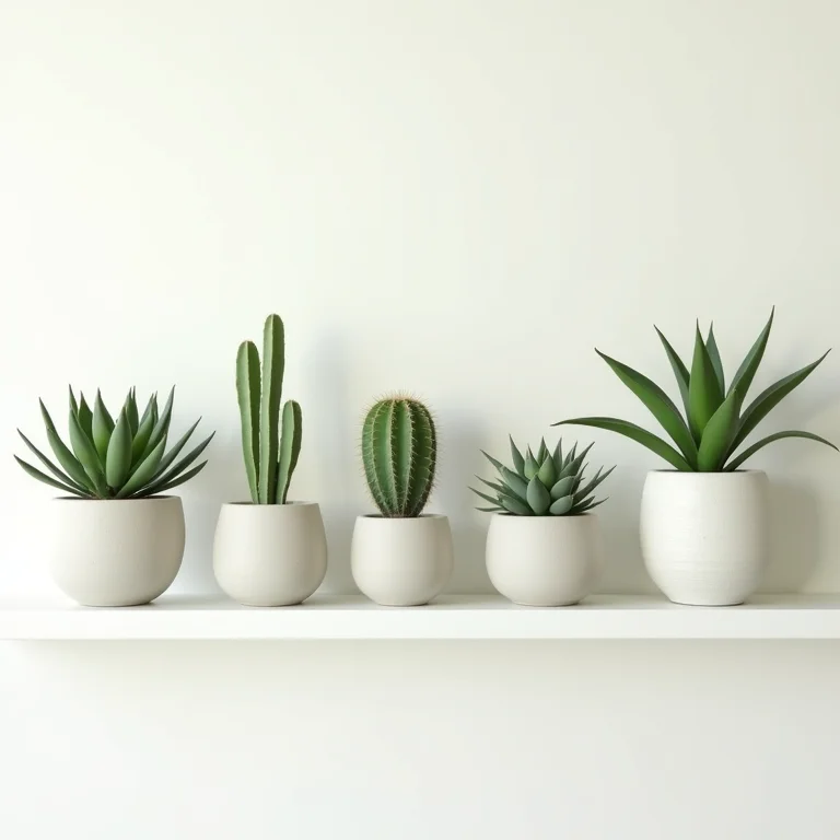 Coleção de suculentas em vasos minimalistas