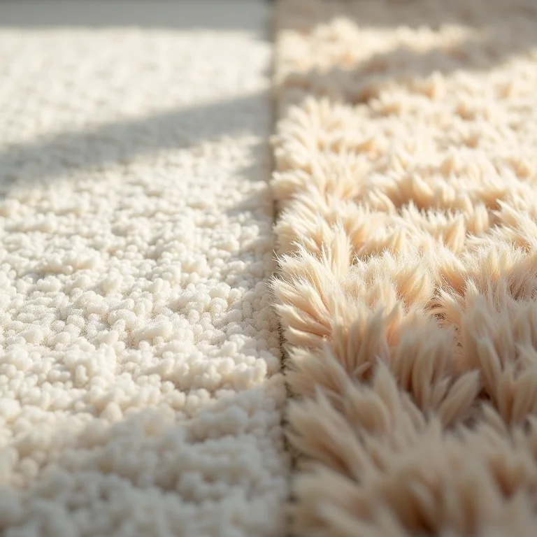 Comparação de tapete de pelo curto e tapete de pelo longo