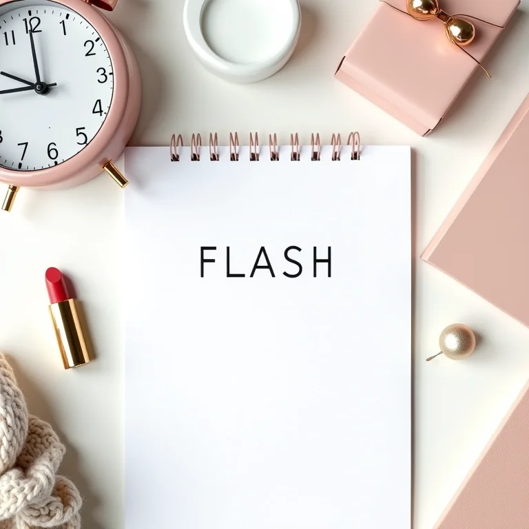 Conceito de promoção relâmpago com objetos em composição flat lay