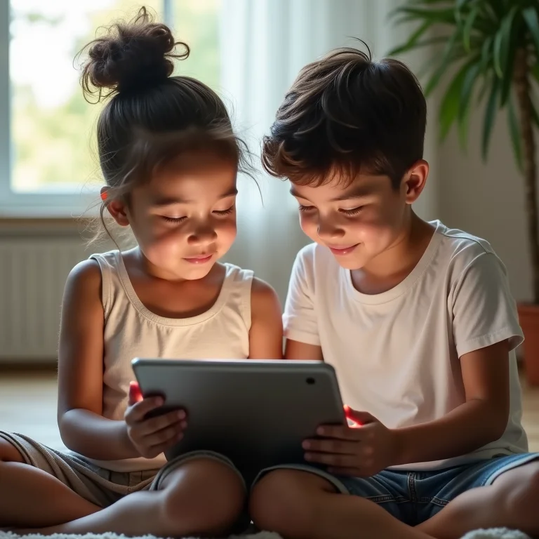 Criança e adolescente meditando com o app Smiling Mind.