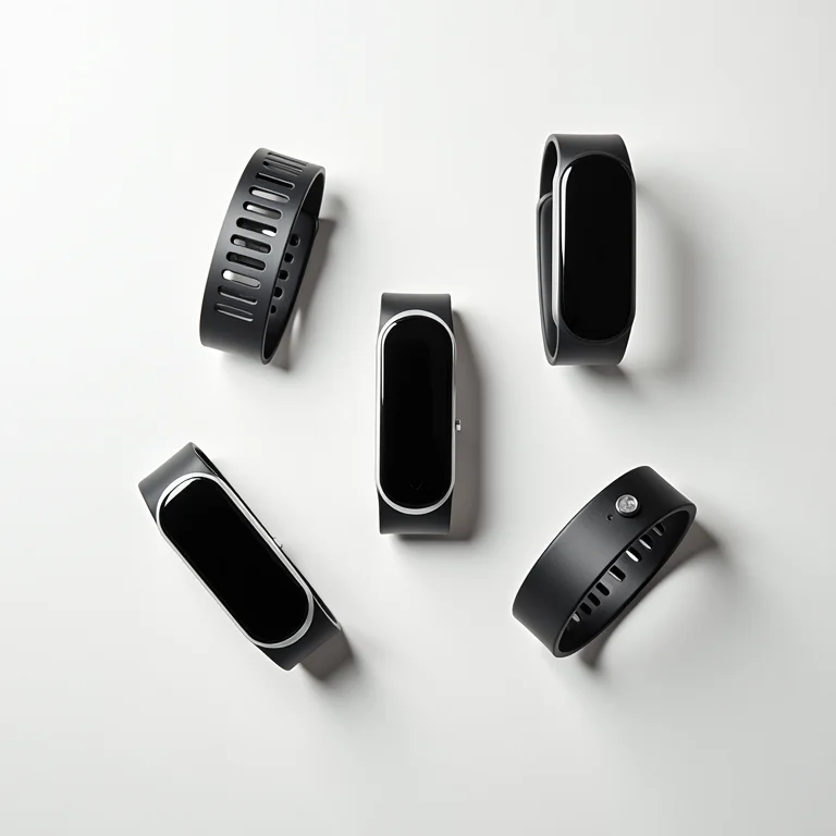 Diferentes tipos de frequencímetros cardíacos em close-up