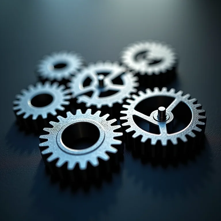 Engrenagens interligadas simbolizando o funcionamento interno da blockchain.