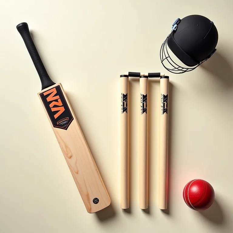 Equipamentos de críquete organizados