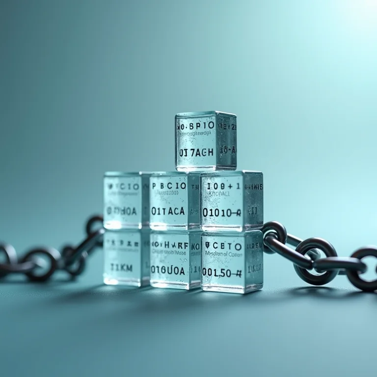 Estrutura em blocos e a cadeia de blocos da tecnologia blockchain.