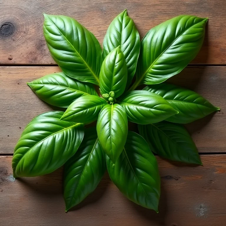 Folhas frescas de manjericão em close-up