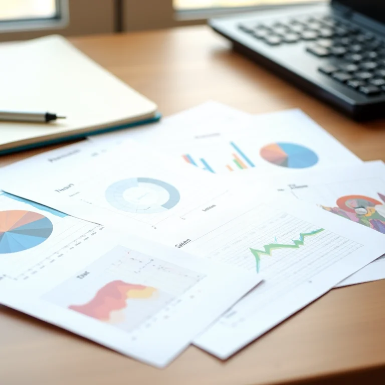 Gráficos e visualizações de dados de pesquisa de satisfação em uma mesa