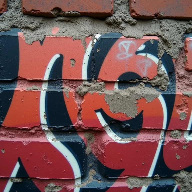 Grafite detalhado em parede de tijolos