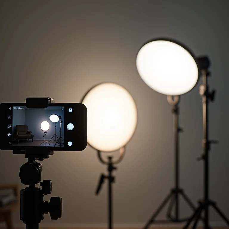Iluminação para fotos de produtos com celular, estilo editorial