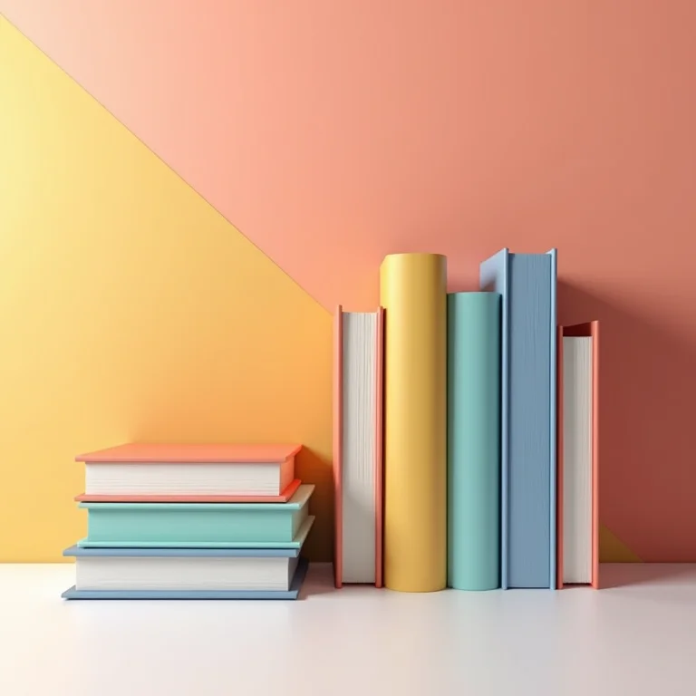 Livros organizados por cor em uma estante