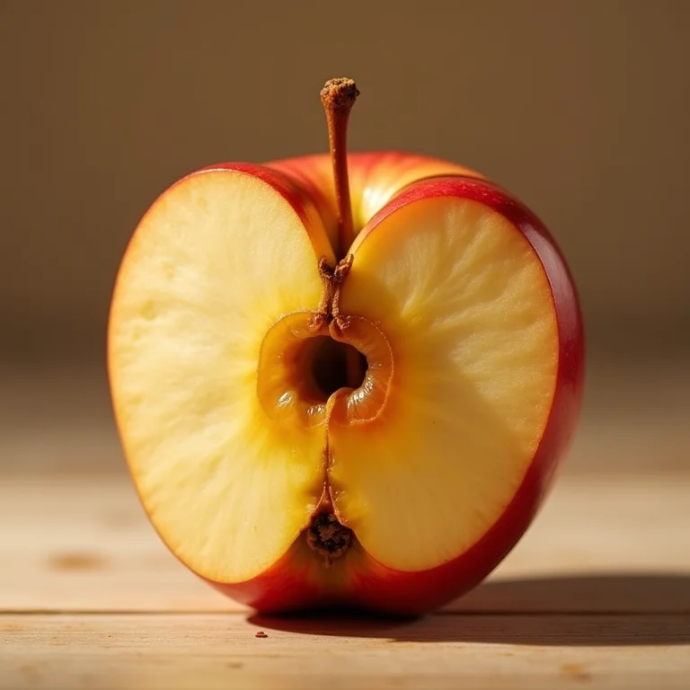 Maçã cortada mostrando o processo de oxidação