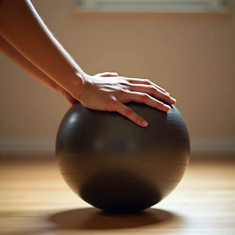 Mãos tocando bola de Pilates