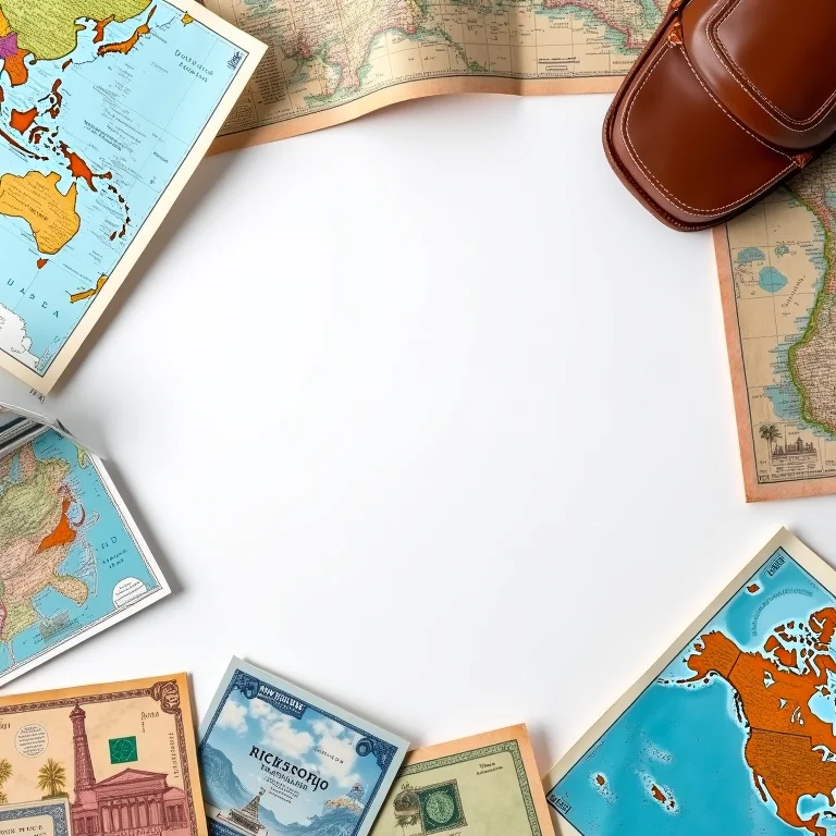 Mapas, guias de viagem e moedas de diferentes cidades em flat lay