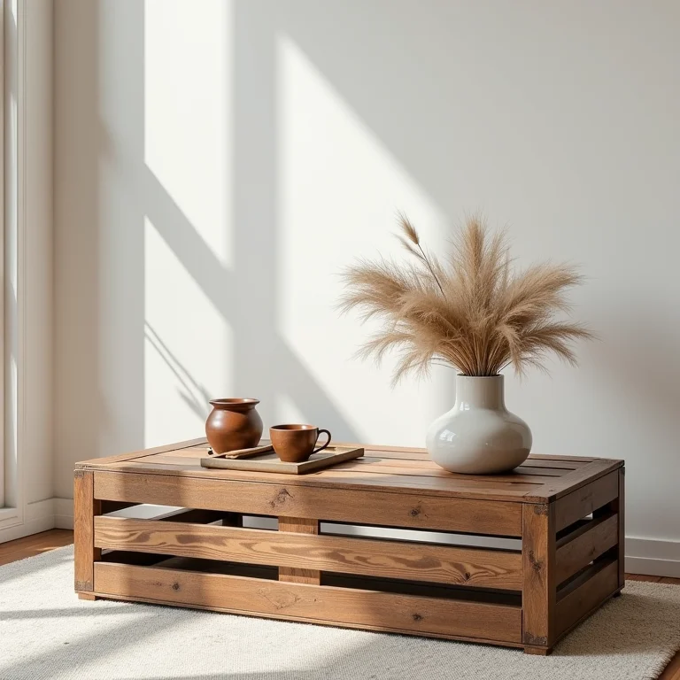 Mesas de centro com caixotes de feira em diferentes estilos de decoração