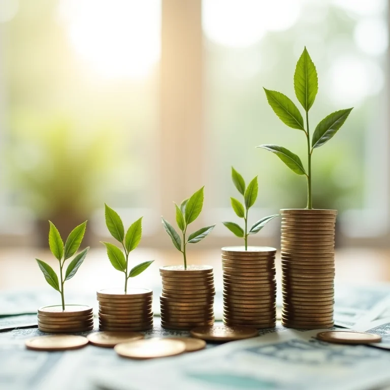 Moedas e notas representando o cálculo dos juros