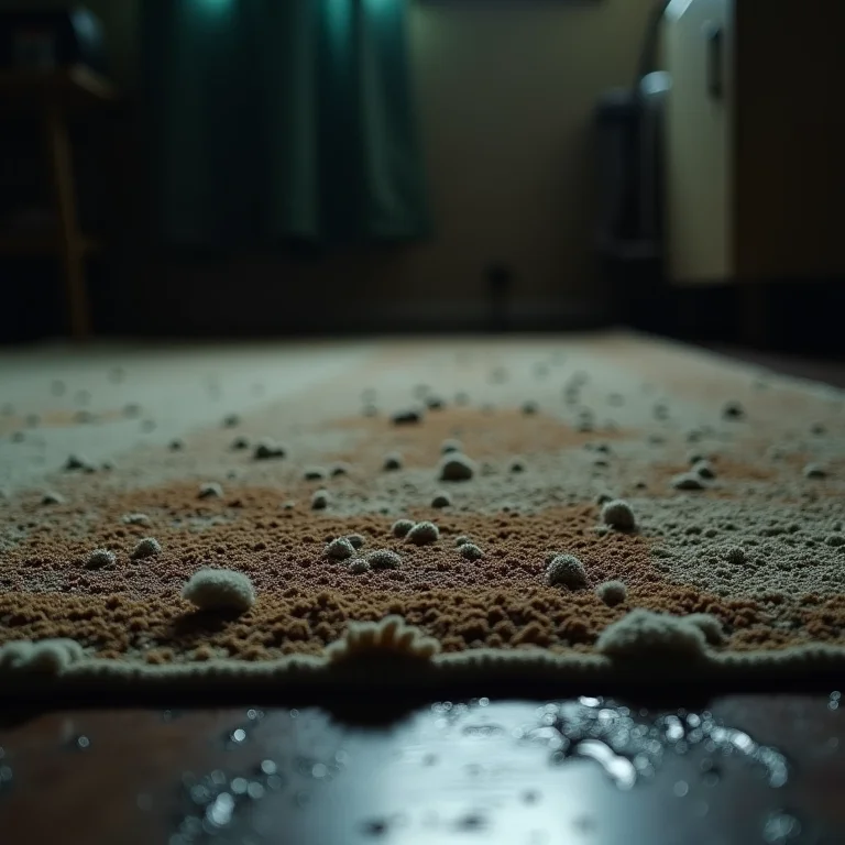 Mofo crescendo em um tapete úmido