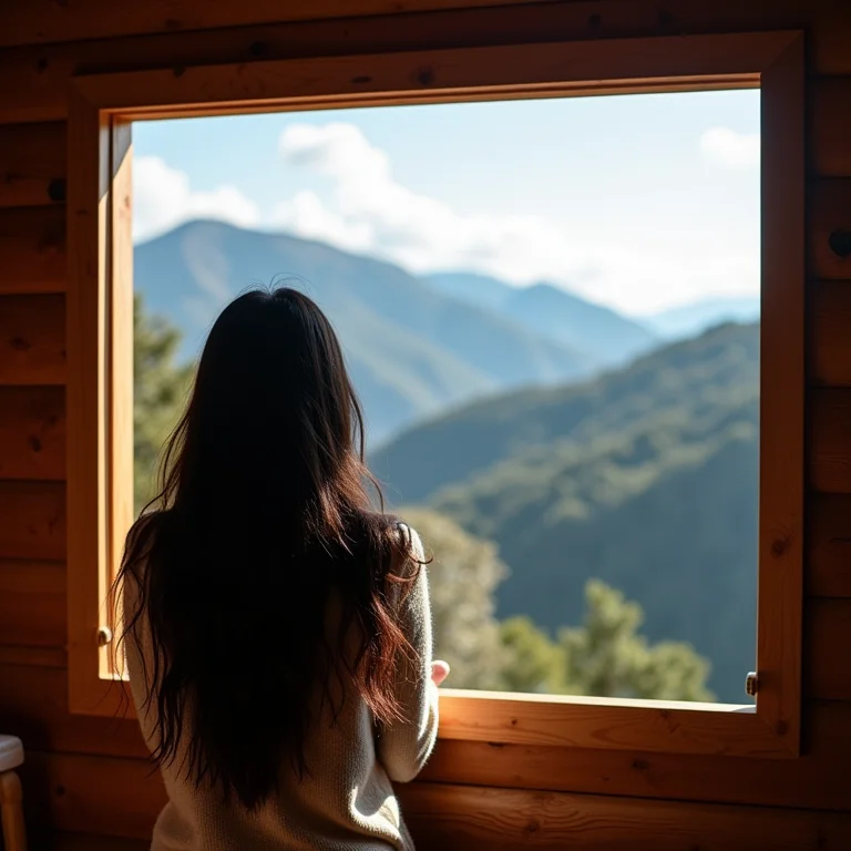 Mulher admirando a vista panorâmica de Gramado em refúgio romântico