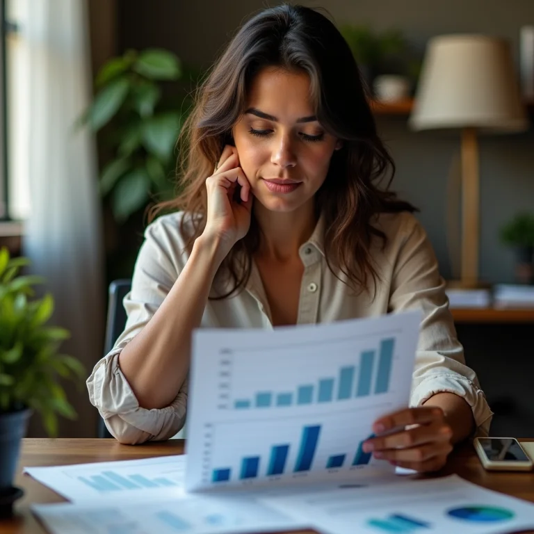 Mulher analisando gastos em planilha do Excel
