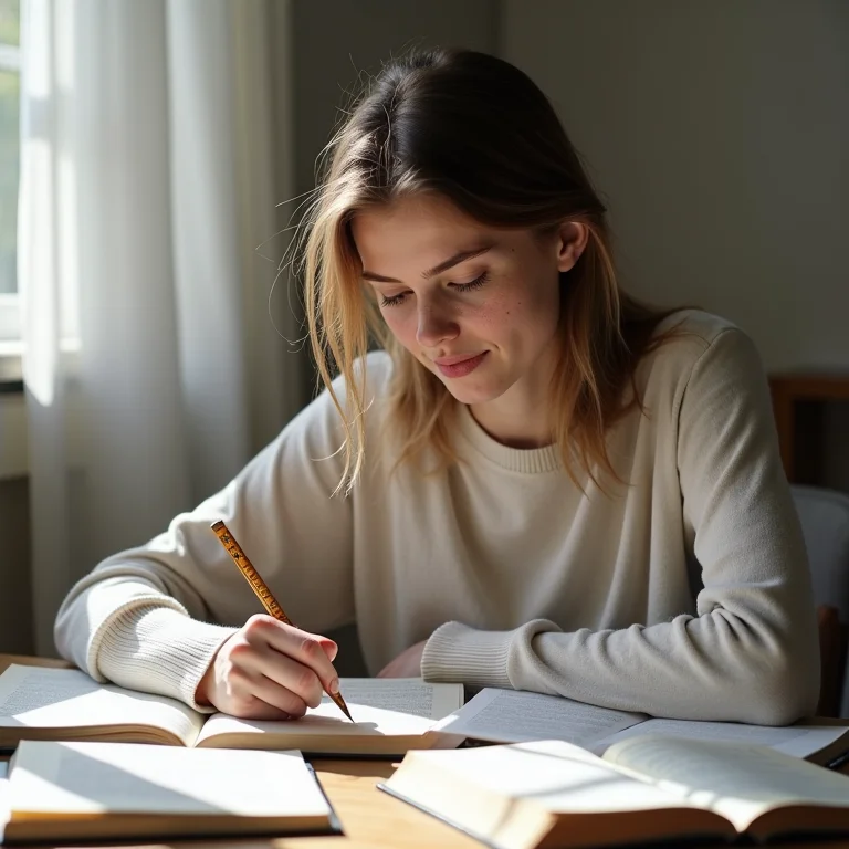 Mulher branca estudando com o método Pomodoro