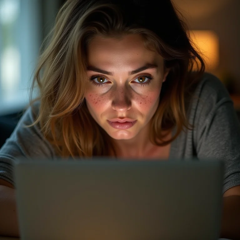 Mulher branca focada estudando com extensões Chrome