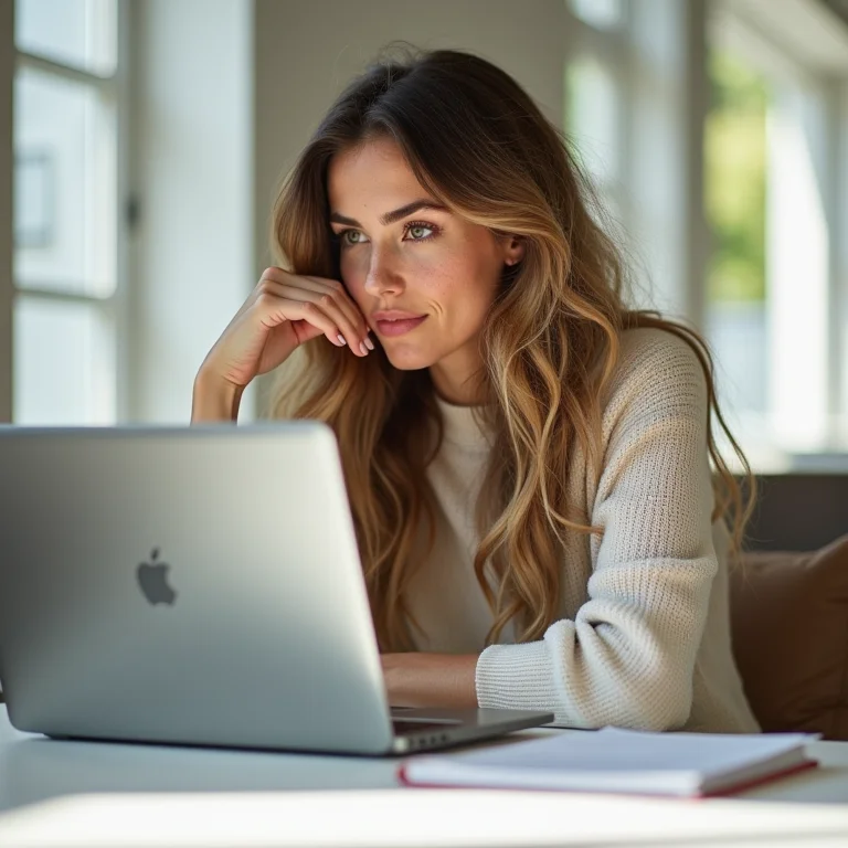 Mulher branca planejando seu pitch pessoal