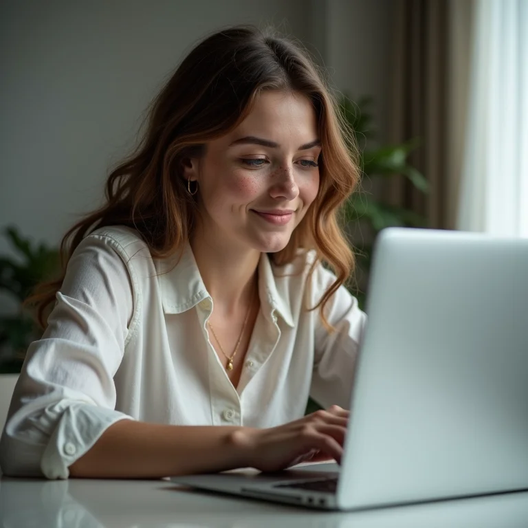 Mulher branca recuperando fotos do backup local