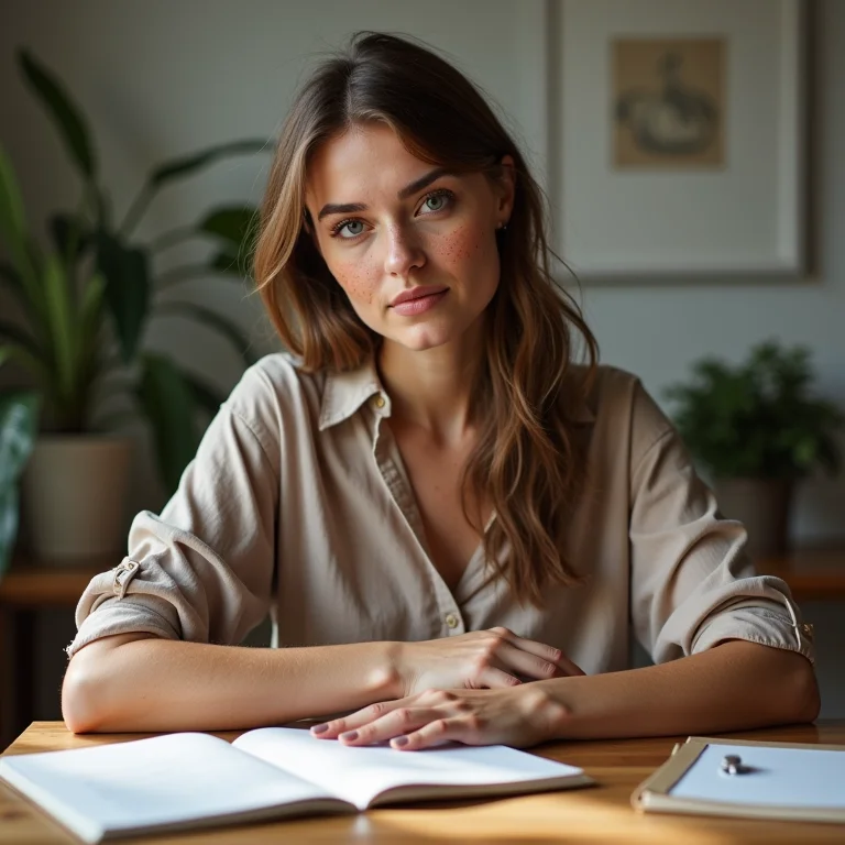 Mulher branca usando a técnica Pomodoro para gestão de tempo