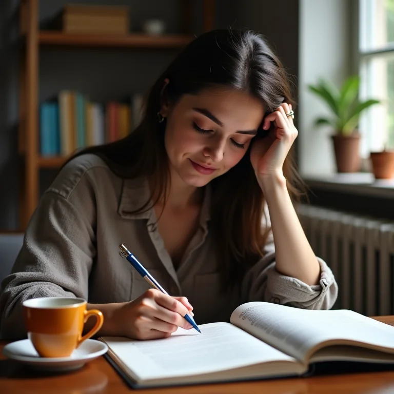Mulher definindo metas de leitura