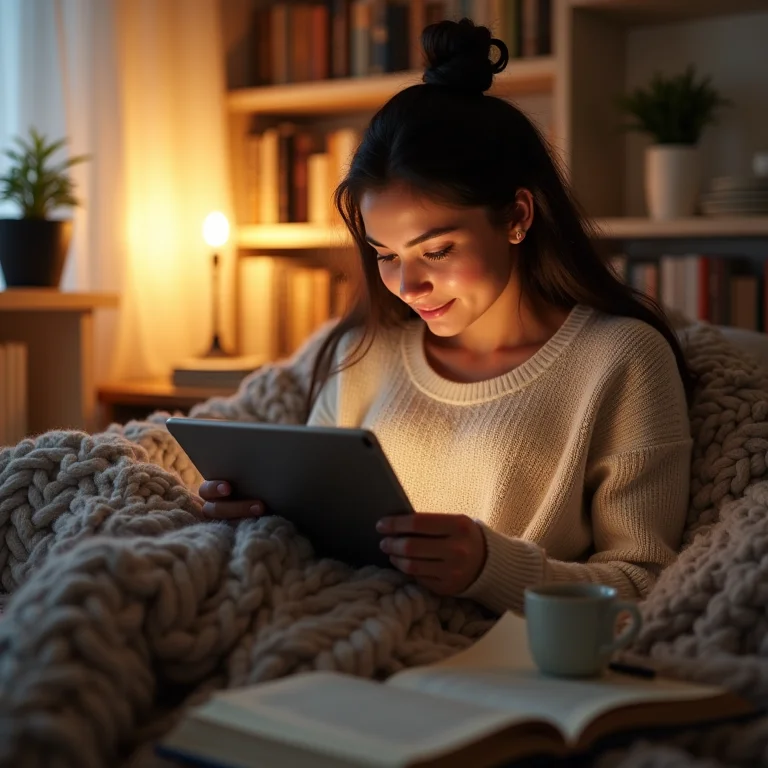 Mulher estudando online em um ambiente confortável e acolhedor