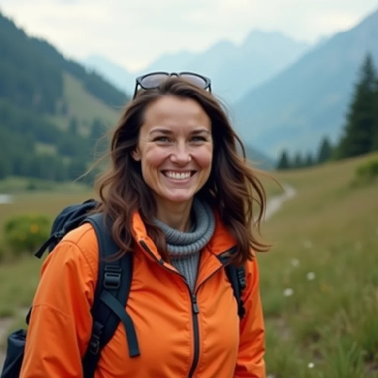 Mulher guiando turistas em paisagem natural