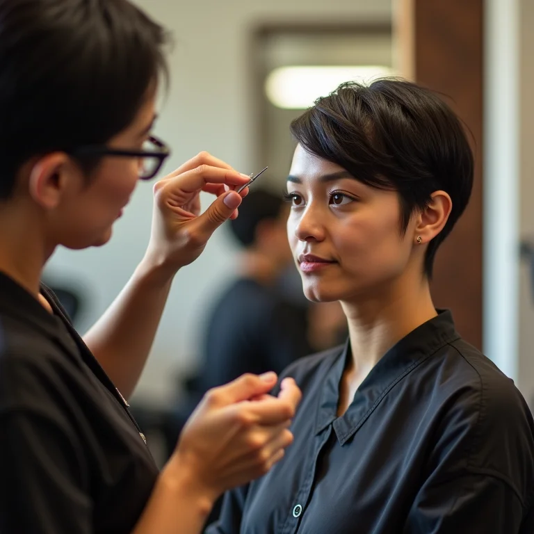 Mulher latina consultando cabeleireiro