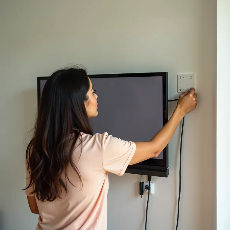 Mulher latina fixando cabos com clipes adesivos