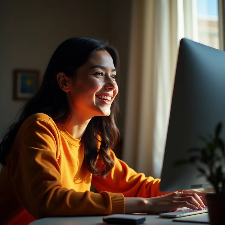 Mulher latina jogando jogo de simulação no PC