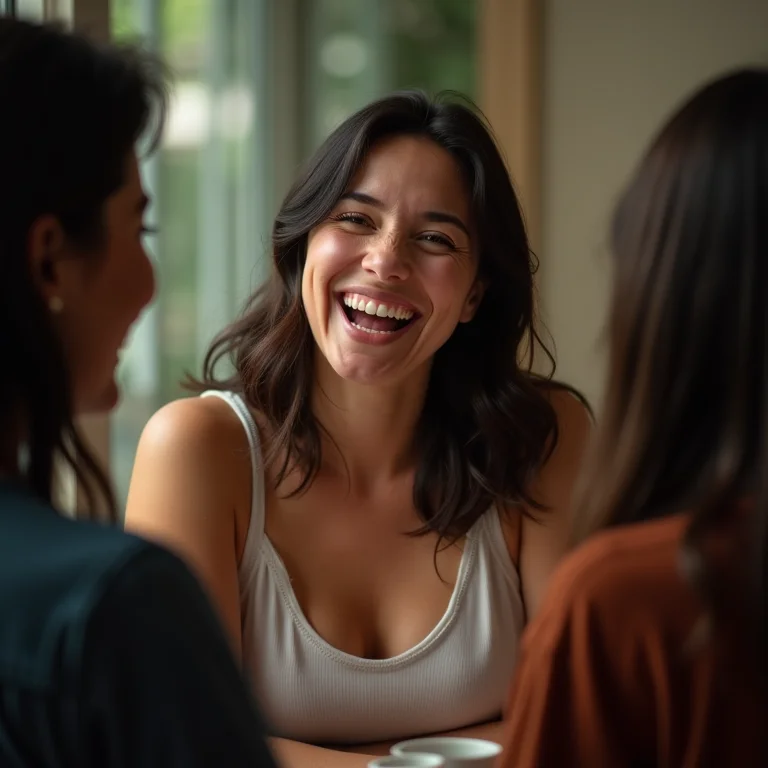 Mulher mid-size adaptando comunicação a diferentes pessoas