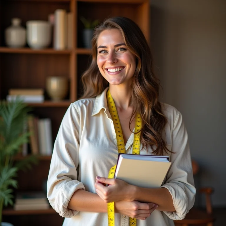 Mulher mid-size com ferramentas para organizar livros