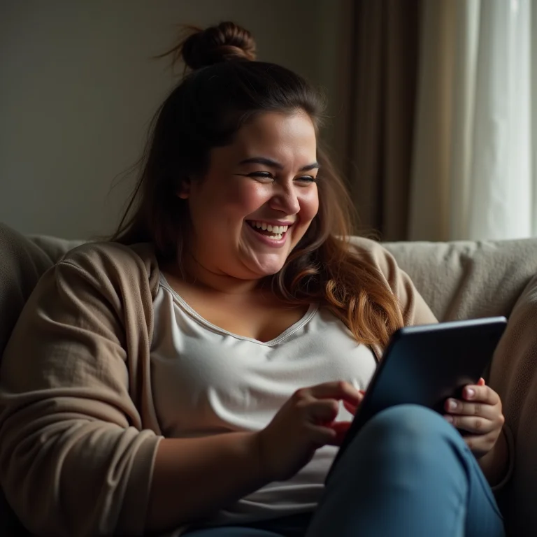 Mulher mid-size lendo notícias de transferências de futebol no tablet