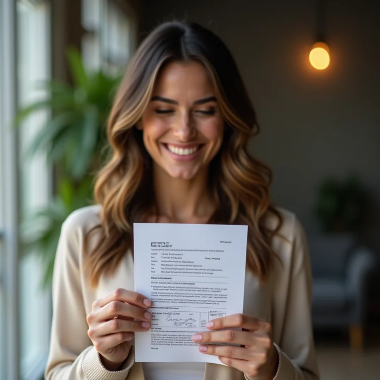 Mulher mid-size recebendo o CCMEI de Baixa em seu celular