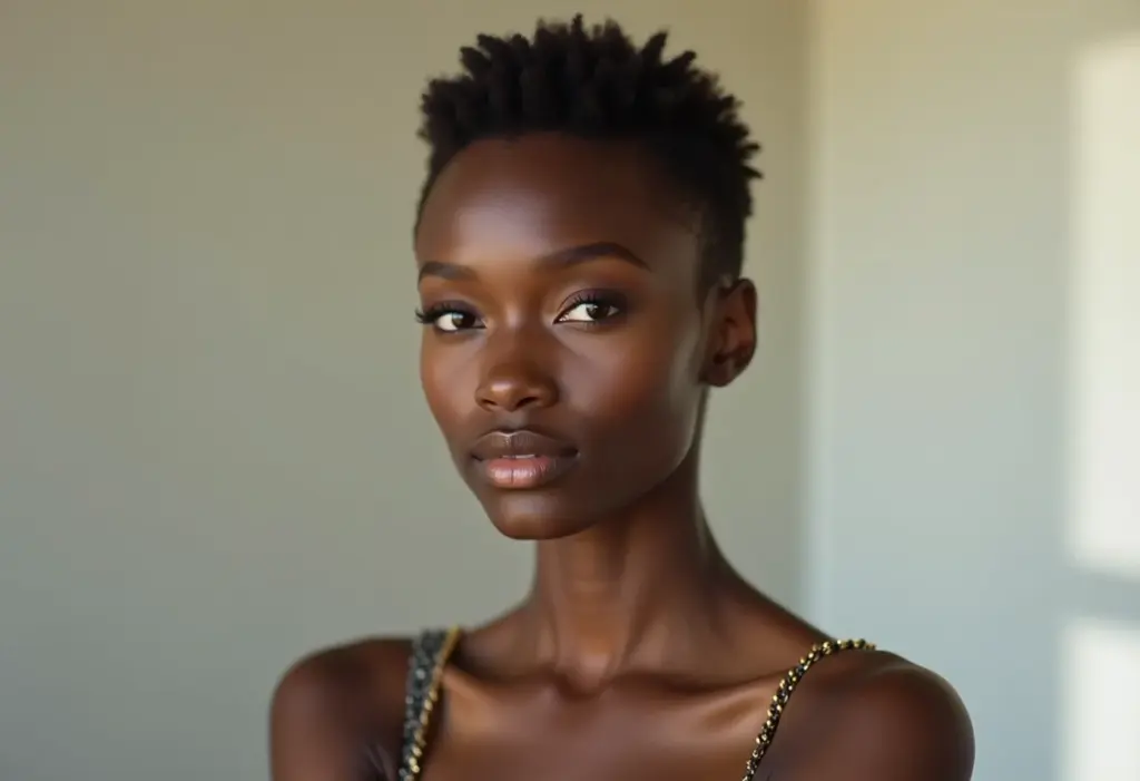 Mulher negra com pixie cut impecável
