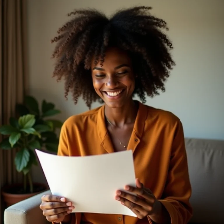 Mulher negra imprimindo documentos em casa