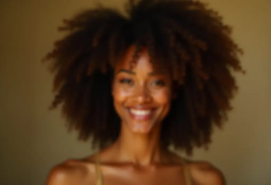 Mulher negra sorrindo, apresentando um pitch pessoal