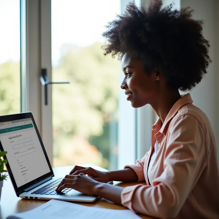 Mulher negra sorrindo enquanto se cadastra no Radar para importar como MEI.