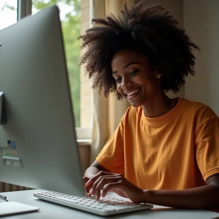Mulher negra usando atalho de teclado Windows