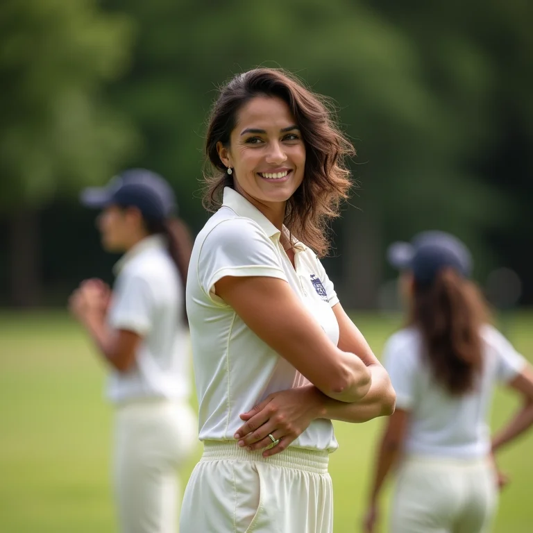 Mulher parda ensinando críquete
