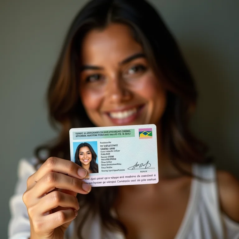 Mulher parda mostrando documento de identidade