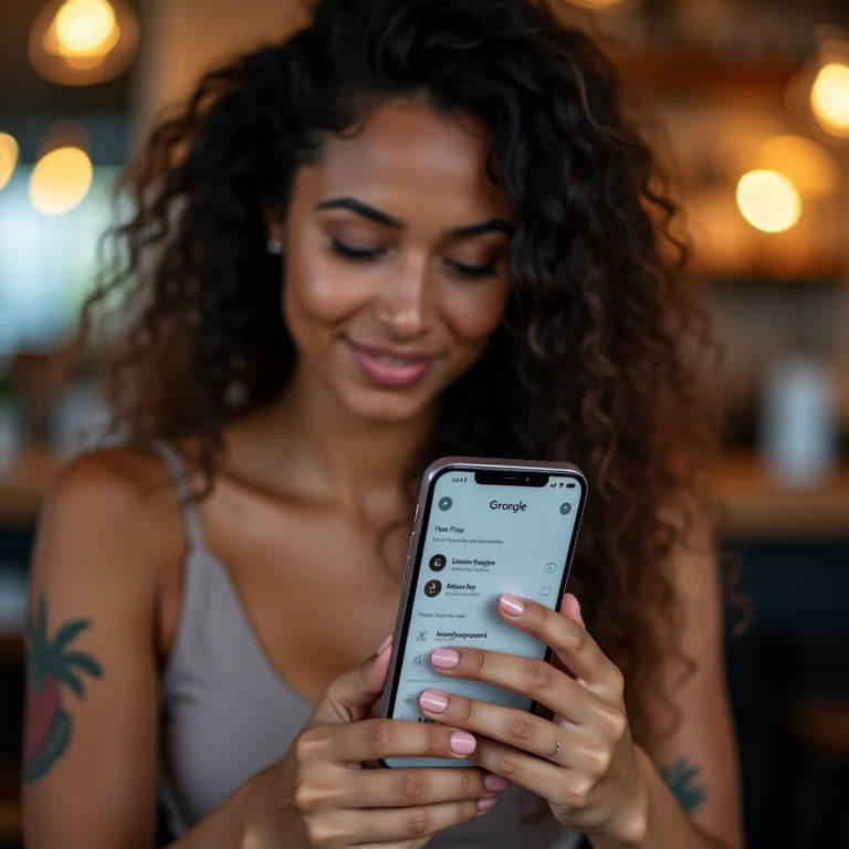 Mulher parda/latina personalizando o Lawnchair Launcher em seu celular