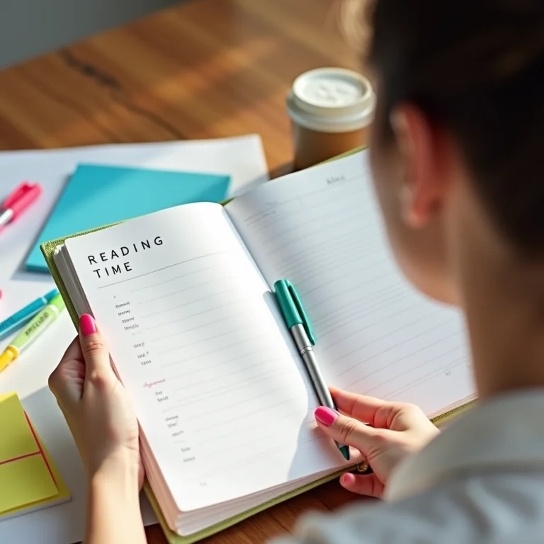 Mulher planejando tempo de leitura