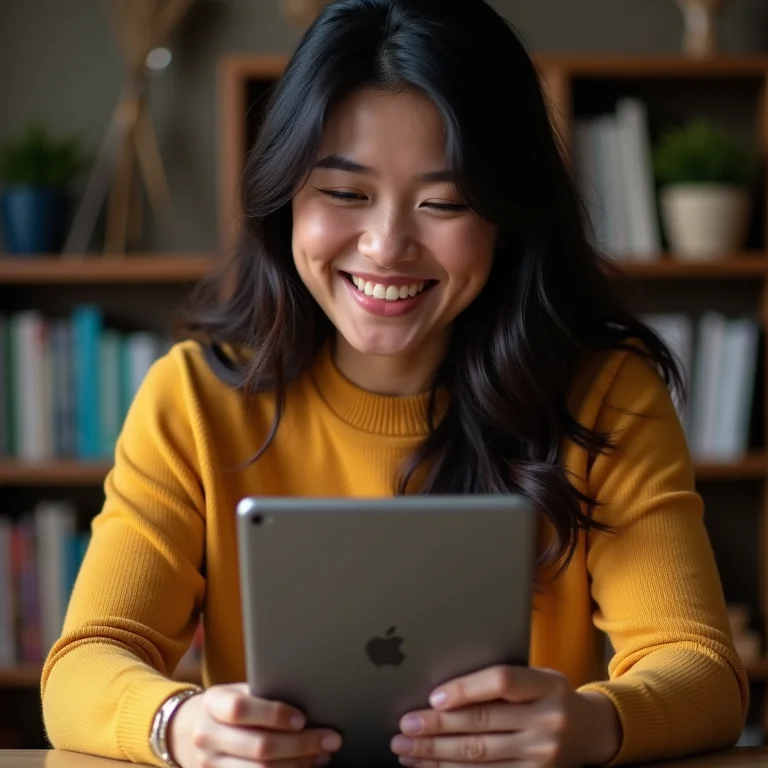 Mulher plus size aprendendo com extensões Chrome